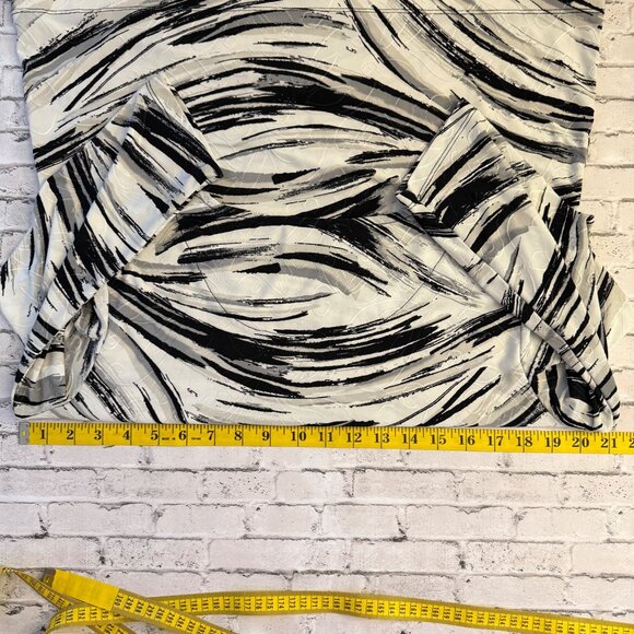 JM Collection Womens P/L Black & White Abstract Print Top With 3/4 Sleeves - Picture 10 of 11